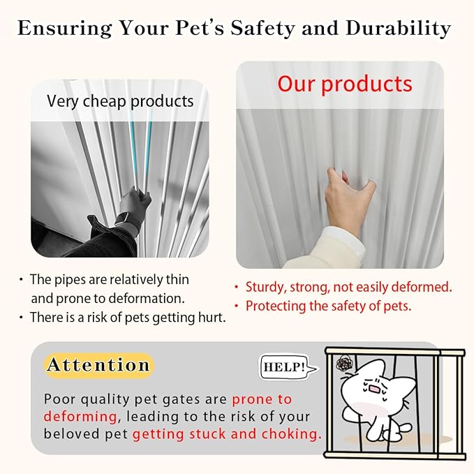 Lumizone Extra Tall Cat Gate 55.12" High Pressure Mounted Extra Wide 2025 New (17 Sizes) 1.37" Gap No Drilling Auto-Close One-Handed Operation Tall Pet Gate for Dogs(White, 55.12" H x 84.45"-88.57" W)