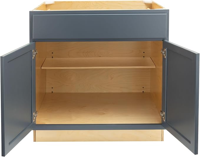 Quicklock RTA (Ready-to-Assemble) | Base Kitchen Cabinets - Shaker Style | Made in America (Needlepoint Navy, 36" Wx34.5 Hx24 D Sink Base)