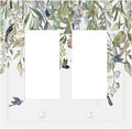 Green Leaf Eucalyptus Leaves Floral Bird Butterfly Decorative Outlet Covers 2 Gang Double GFCI Rocker Electrical Wall Panels Light Switch Cover Plate for Bed Room Living Room Decor
