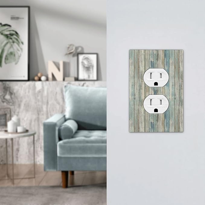 Tea Vintage Wood Plank Distressed Grain Rustic Shiplap Board 1 Gang Duplex Outlet Covers Faceplate Decorative Wall Plate Single Light Switch Cover Electrical Switchplate for Farmhouse Bathroom