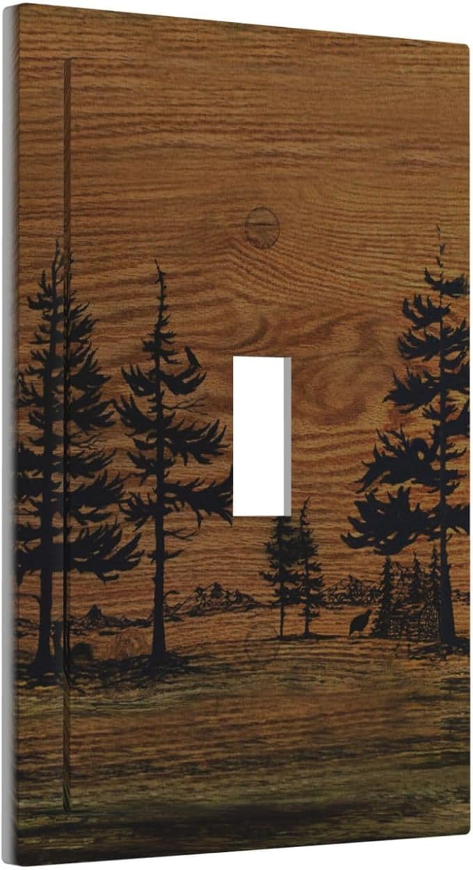 Decorative Light Switch Covers Rustic Farmhouse Brown Board Pine Tree Wood Grain 1 Gang Light Switch Cover Plate Single Toggle Wall Plate Outlet Covers Wall Plate Dimmer Faceplate for Bathroom