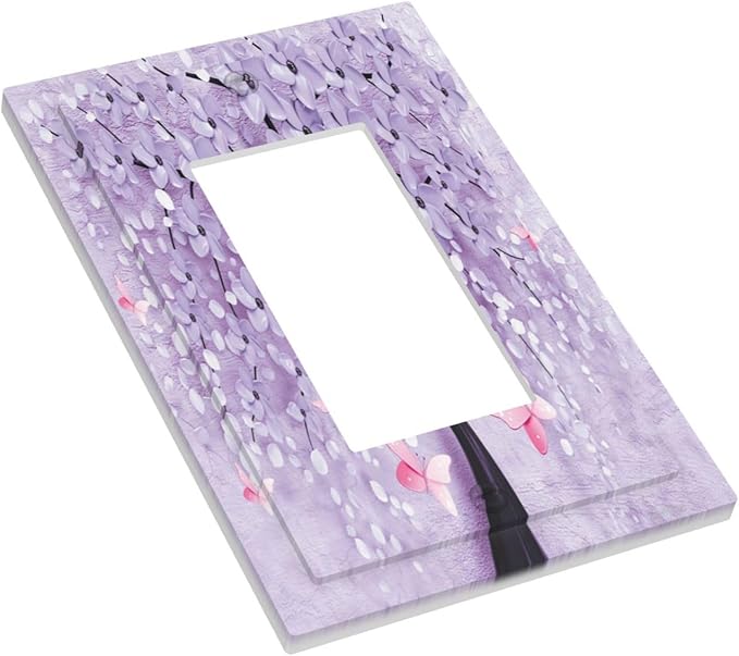 Outlet Covers 3D Purple Tree 1 Gang Wall Plate Single Rocker Light Switch Cover Decorative GFCI Receptacle Cover Electrical Switchplate for Bathroom Bedroom Decor