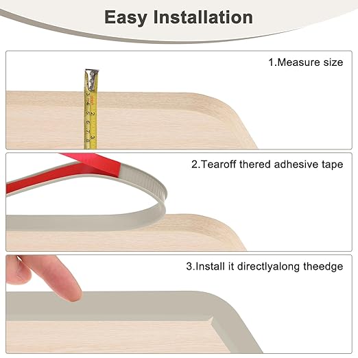 U-Shape Edge Banding, 0.98 Inch x 32.8 FT Self Adhesive Rubber Edge Trim Flexible TPE Corner Protector for Desk/Shelves/Furniture/Countertop/Table/Cabinet/Plywood [Khaki]