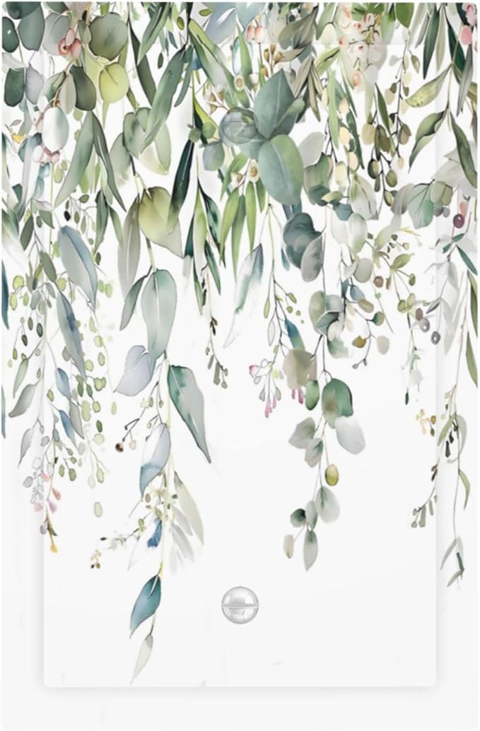 Sage Green Watercolor Eucalyptus Leaves Floral Flowers Light Switch Cover Plate 1 Gang No Device Blank Electrical Wall Plates Faceplate Decorative Switch Plate for Farmhouse Bed Room Decor