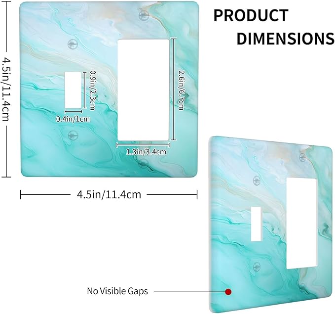 Teal Gold Marbling Turquoise Print Outlet Covers 1 Toggle 1 Rocker Combination Decorative Wall Plate Electrical Switch Plates Light Switch Cover Plate for Bathroom Living Room Home Decor