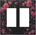 Decorative Outlet Covers Dark Background Red Rose Leaf 2 Gang Double GFCI Rocker Electrical Wall Panels Light Switch Cover Plate for Bedroom living Room Decor