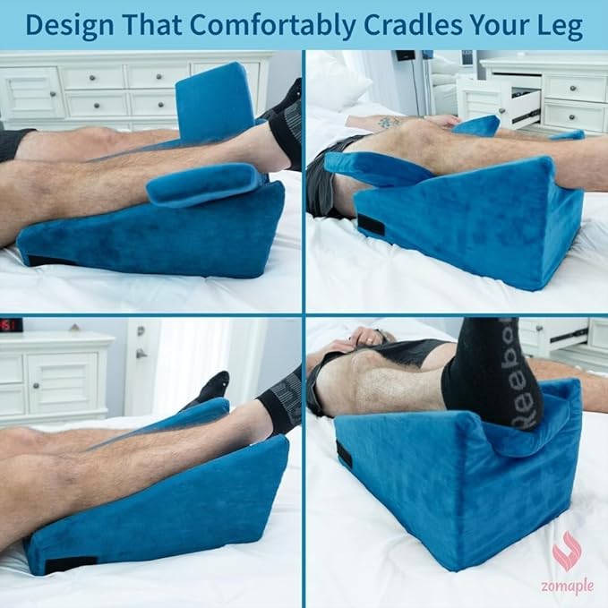 Zomaple Arm Elevation Pillow, Navy Blue – Reduce Swelling & Pain with Elbow Support – Adjustable, Gel-Infused Foam, Hot/Cold Gel Pack & Washable Cover – Arm Support Pillow for Post-Surgery Recovery