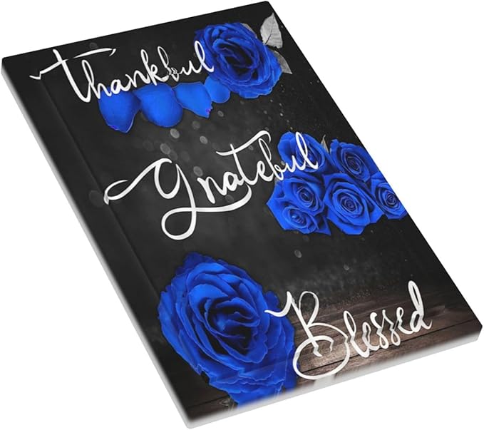 Blue Rose Thankful Blessed Romantic Royal Floral Wall Plate 1-Gang No Blank Device Electrical Outlet Covers Decorator Electric Receptacle Faceplate for Kitchen Bathroom Home Decor, SPSHIAN20230626