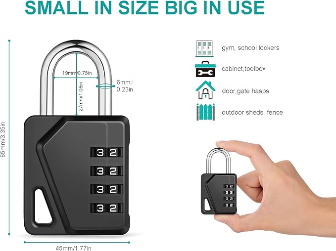 ZHEGE Locks for Locker with Code, Small Combo Lock with DIY Name Tags for School, Toolbox, Cabinet (Black & Red, 2 Pack)