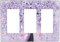 Light Switch Cover 3D Purple Tree 3 Gang Wall Plate Triple Light Switch Plate Rocker GFCI Outlet Covers Decorative Receptacle Cover for Bathroom Bedroom Decor