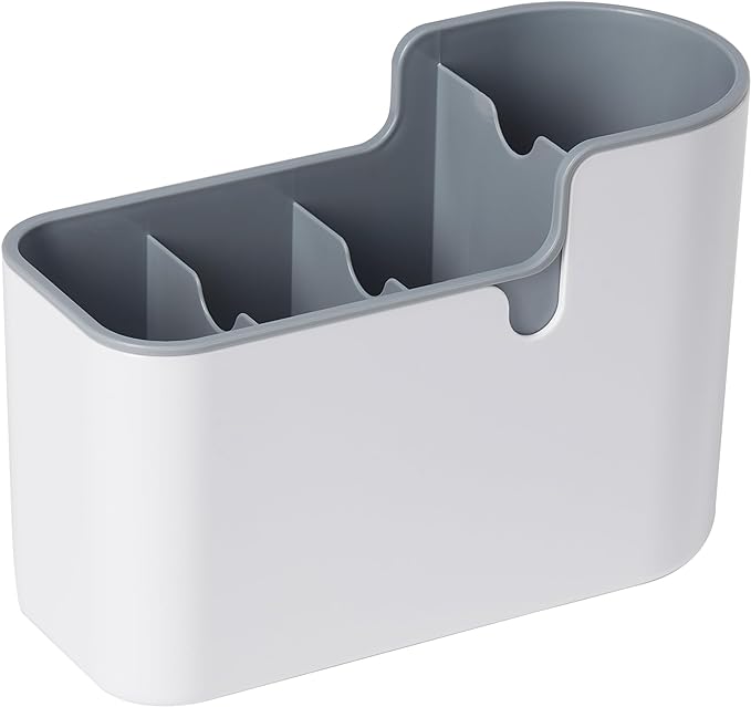 Amazon Basics Countertop & Wall Organization for Utensils, White & Grey