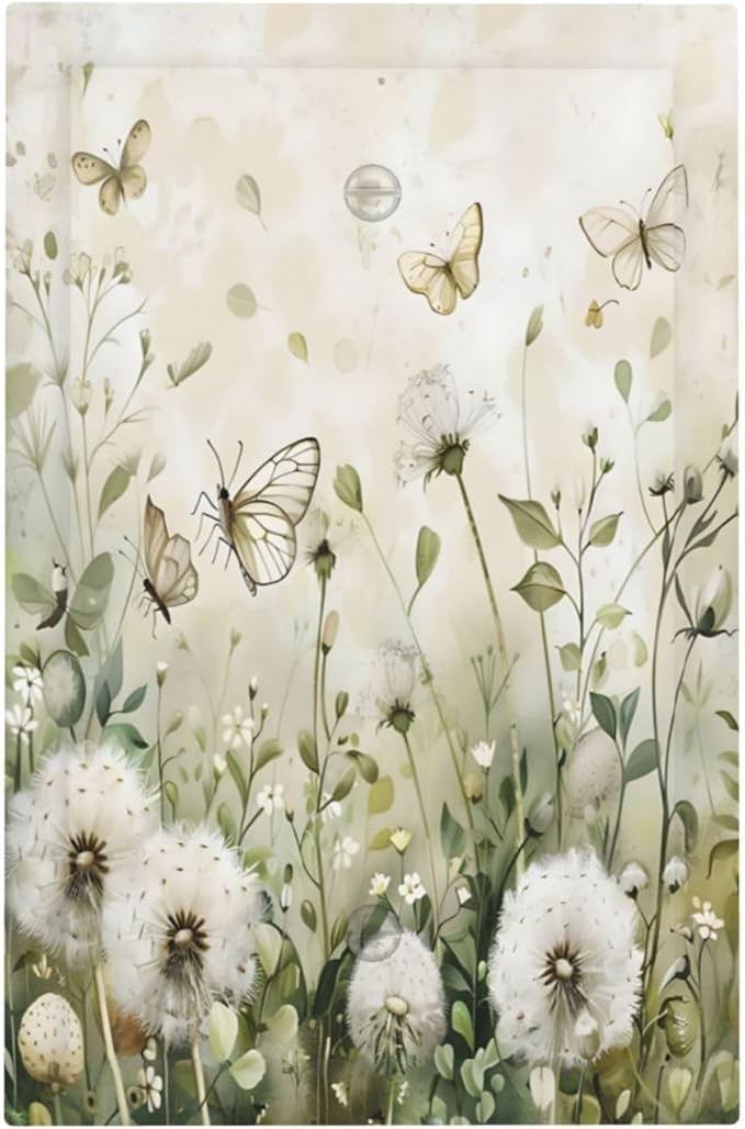Dandelions Butterflies Watercolor Wildflowers Floral Light Switch Cover Plate 1 Gang No Device Blank Electrical Wall Plates Faceplate Decorative Switch Plate Covers for Bedroom Living Room Decor