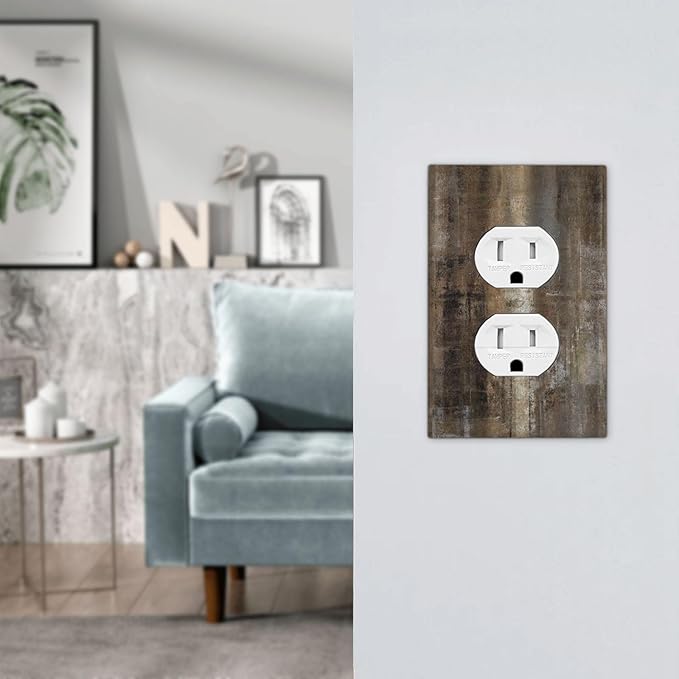 Outlet Covers Old Vintage Copper Rustic Rusty Modern Tan Brown 1 Gang Duplex Wall Plate Decorative Switch Plates Electrical Receptacle Faceplate Light Switch Cover for Farmhouse Cabin Decor