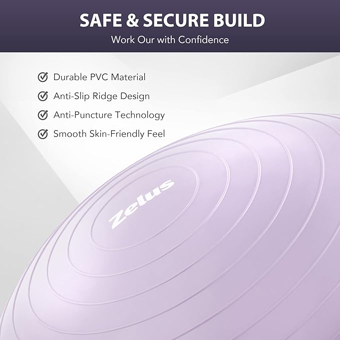 ZELUS Balance Ball Trainer with Resistance Bands and Foot Pump, Inflatable Yoga Ball for Home Gym Workouts, 23 Inch Exercise Half Ball for Balance Training Core Strength Fitness More, 330lb Cap