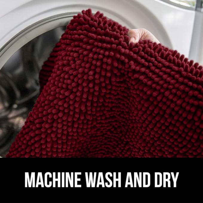 GORILLA GRIP Bathroom Rug Sets, Soft Chenille 2 Piece Area Rugs Set, Toilet Base Mat and 30x20 Carpet, Absorbent Microfiber Washable Mats Dry Quickly, Home Décor and Bath Room Accessories, Burgundy