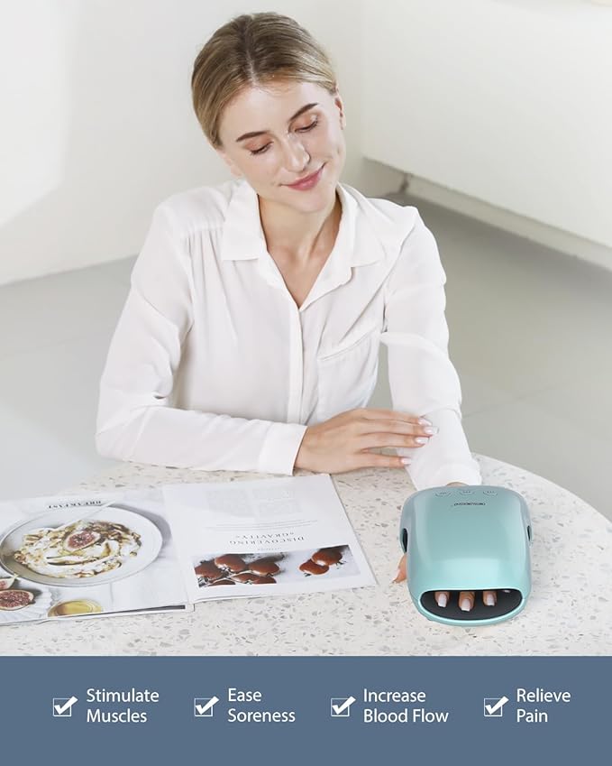 CINCOM Hand Massager - Cordless Hand Massager with Heat and Compression for Arthritis and Carpal Tunnel, Gifts for Women (Blue)