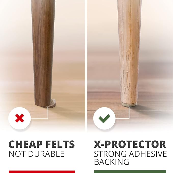 X-Protector 357 pcs Beige Felt Furniture Pads - Huge Quantity of Hardwood Floor Protectors with Many Big Sizes - Protect Any Type of Hard Floor