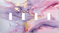 Light Switch Covers Pink Marble Abstract Purple Gold Texture Quad Toggle Electrical Faceplate 4 Gang Wall Plate Decorative Switch Plates for Bathroom living Room Decor