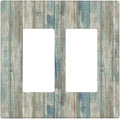 Outlet Covers Tea Vintage Wood Plank Distressed Grain Rustic Board Double Rocker/Decora Light Switch Cover Decorative 2 Gang Gfci Wall Plate Covers Electrical Switchplate for Farmhouse Bedroom