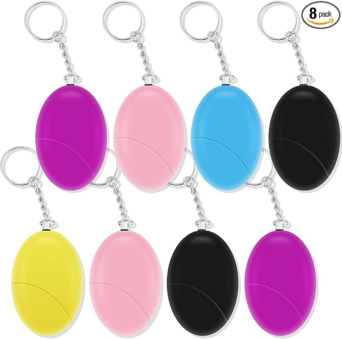 8 Pcs Personal Safety Alarm for Women 120db Loud Sound Personal Siren Self Defense Keychain for Women Elderly Joggers Night Workers