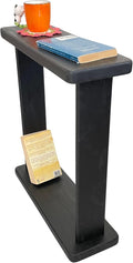 Very Narrow 7 inch Wide Side Table for Small Apartment Between Chairs, Skinny Table for Recliner, Couch, Chairs, Thin Slim End Table for Living Room, Bedroom, Drinks (Black)
