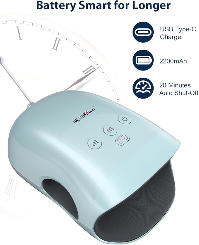 CINCOM Hand Massager - Cordless Hand Massager with Heat and Compression for Arthritis and Carpal Tunnel, Gifts for Women (Blue)