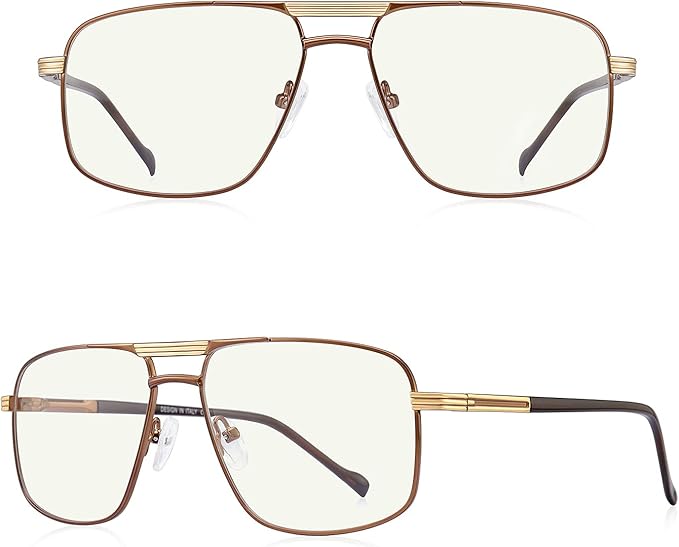 Reading Glasses for Men Square Double Bridge Blue Light Blocking Computer Readers