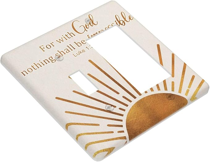 Mid Century Boho Sun Inspirational Quote Outlet Covers 2 Gang Combin Light Switch Covers Decorative Abstract Gold Sunrise Toggle Rocker/Decora Wall Plate Electrical Receptacle Switchplate