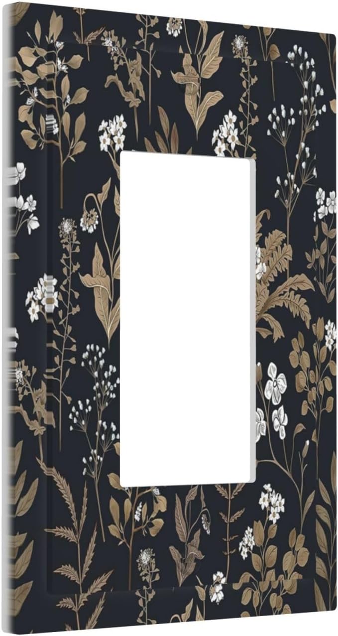 Decorative Outlet Covers Vintage Floral Wildflowers Plant 1 Gang Single Rocker Light Switch Cover Plate Wall Plates GFCI Faceplate for Bathroom Home Decor
