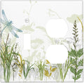 Wild Flower Dragonfly 2 Gang Toggle Outlet Light Switch Cover Plates Decorative Electric Outlet Covers Decorator Wall Switch Plate Receptacle Plug Covers 4.6 * 4.5 Inches