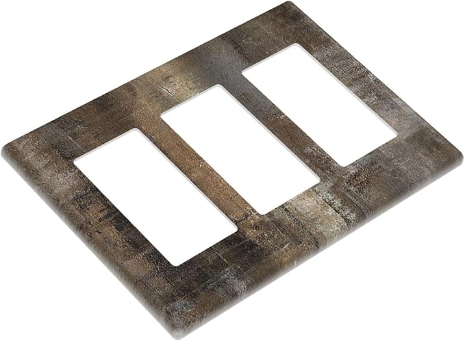 Light Switch Covers Old Vintage Copper Rustic Rusty Modern Tan Brown 3 Gang Rocker Electrical GFCI Decorative Triple Outlet Wall Plate Cover Switchplate for Farmhouse Cabin Decor