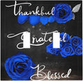 Light Switch Cover Blue Rose Thankful Grateful Blessed 2 Gang Wall Plate Double Light Switch Plate Romantic Blue Floral Toggle Decorative Outlet Covers Electrical Switchplate for Home Decor