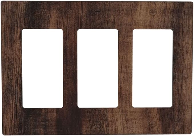 Decorative Outlet Covers Rustic Farmhouse Brown Wood Barn Door 3 Gang Gfci Wall Plate Triple Rocker Light Switch Cover Plate Switch Plate Covers for Bathroom Decor
