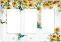 Yellow Sunflower Blue Hummingbird Butterfly Triple Rocker Outlet Covers Decorative Rustic Farmhouse Floral Plant 3 Gang Light Switch Cover Gfci Electrical Switchplate Receptacle Wall Plate