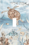 Decorative Light Switch Cover Sea Turtle Coral Reef Nauticaltheme 1 Gang Single Toggle Device Electrical Faceplate Switchplates Decorator Outlet Wall Plate for Kids room Bathroom Decor
