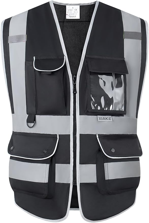XIAKE Reflective Safety Vest for Men & Women High Visibility Class 2 Vest with Pockets Meets ANSI Standards