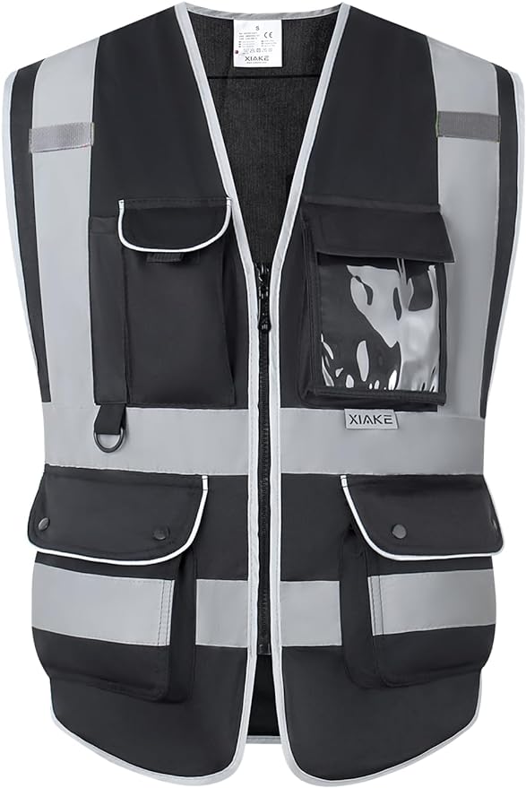 XIAKE Reflective Safety Vest for Men & Women High Visibility Class 2 Vest with Pockets Meets ANSI Standards