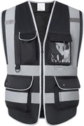 XIAKE Reflective Safety Vest for Men & Women High Visibility Class 2 Vest with Pockets Meets ANSI Standards