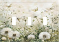 Dandelions Butterflies Watercolor Wildflowers Floral Decorative Switch Plates 3 Gang Wall Plate Triple Toggle Light Switch Cover Faceplate Electrical Wall Panels for Bedroom Living Room Decor