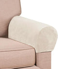 Soft Sofa Armrest Covers, Skin-Friendly Stretch Polyester Armrest Covers, Comfortable Scratch Resistant Sofa Armrest Cover for Square Armrest/Curved Armrest/Reclining Armrest, One Pair,Ivory