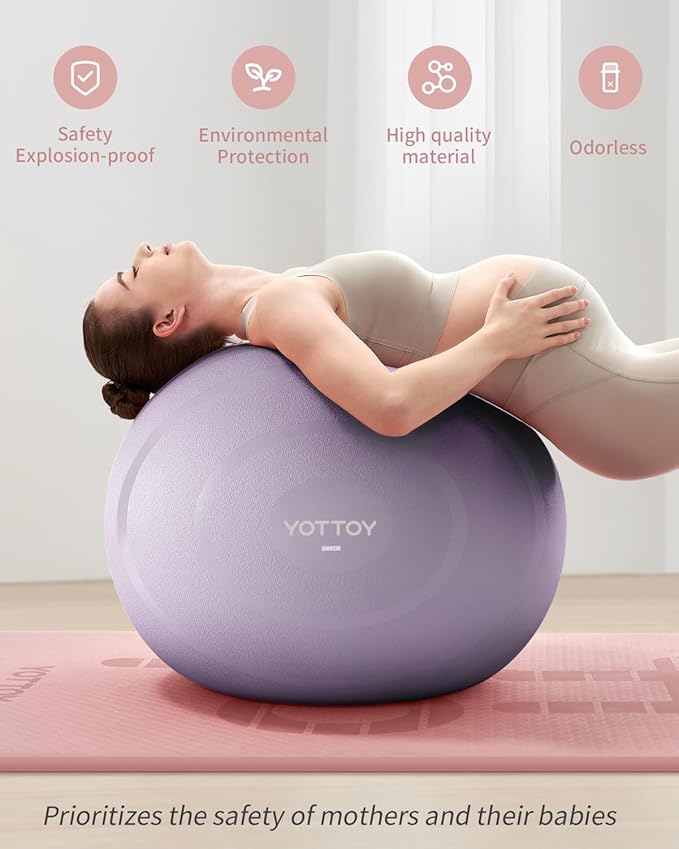 YOTTOY Anti-Burst Exercise Ball for Working Out, Yoga & Pregnancy, Extra Thick Workout Ball for Physical Therapy & Fitness