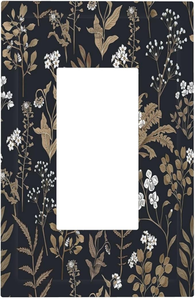 Decorative Outlet Covers Vintage Floral Wildflowers Plant 1 Gang Single Rocker Light Switch Cover Plate Wall Plates GFCI Faceplate for Bathroom Home Decor
