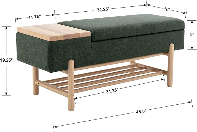 EALSON Modern Storage Bench for Bedroom End of Bed Linen Upholstered Entryway Bench with Shoe Rack Ottoman Window Bench with Wood Frame Farmhouse Long Seating Bench for Hallway/Foyer, Green