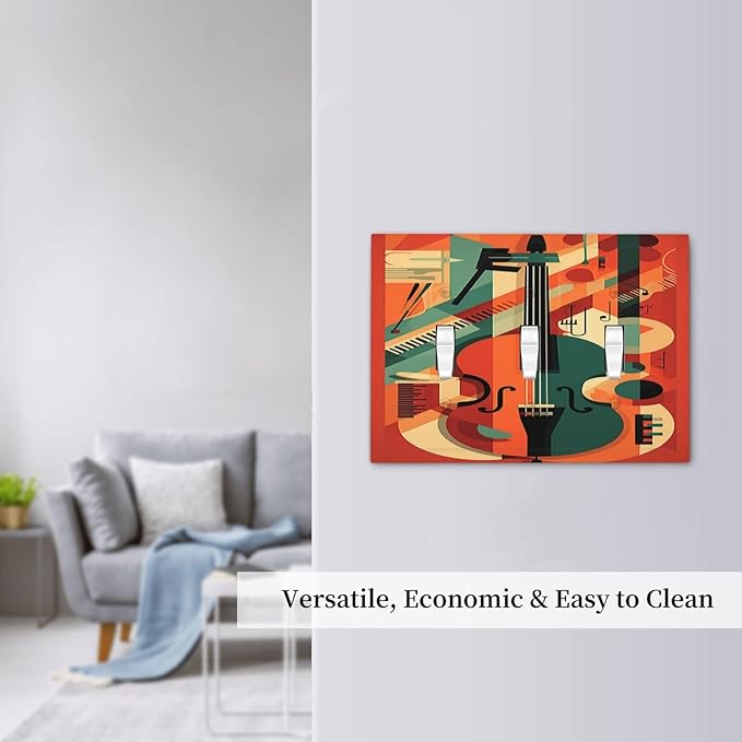 Decorative Switch Plates Violin Abstract Jazz Colorful Painting 3 Gang Wall Plate Triple Toggle Light Switch Cover Faceplate Electrical Wall Panels for living Room Office Decor