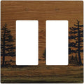 Decorative Outlet Covers Rustic Farmhouse Brown Board Pine Tree Wood Grain 2 Gang Light Switch Cover Plate Double Rocker Wall Plate Gfci Switch Plate Covers for Bathroom Decor