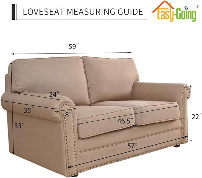 Easy-Going Reversible Loveseat Couch Cover for 2 Cushion Couch Sofa Cover for Dogs Water Resistant Furniture Protector with Foam Sticks Elastic Straps for Pet (Loveseat, PeacockBlue/Beige)