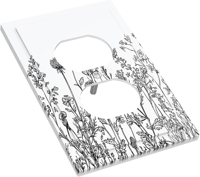Outlet Covers Floral Wildflower Rustic Plant Leaves 1 Gang Duplex Light Switch Cover Decorative Switch Plates Electrical Receptacle Faceplate Wall Plate For Farmhouse Cabin Decor