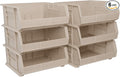 Akro-Mils 30250 AkroBins Plastic Storage Bins, Space-Saving Stackable Bins for Garage, Pantry, Craft Organization, 15" x 16" x 7", Stone, 6-Pack