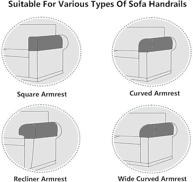 Soft Sofa Armrest Covers, Skin-Friendly Stretch Polyester Armrest Covers, Comfortable Scratch Resistant Sofa Armrest Cover for Square Armrest/Curved Armrest/Reclining Armrest, One Pair,Ivory