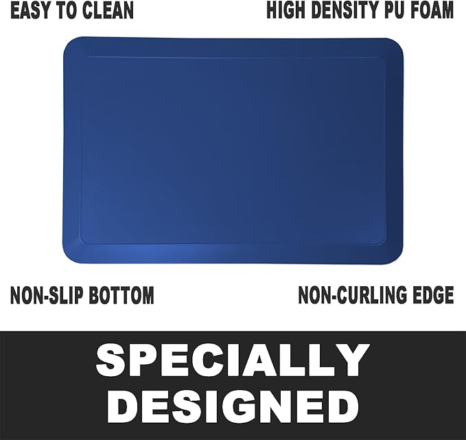 1" Extra Thick Anti Fatigue Floor Mat 30" L x 20" W,Kitchen Mat, Standing Desk Mat,140D Advanced PU Foam Ergonomic Comfort at Home, Office, Garage, Sink (Blue)